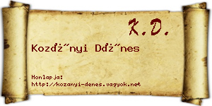 Kozányi Dénes névjegykártya